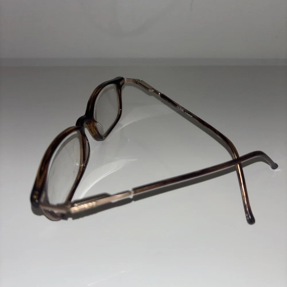 FRAMES ONLY Eyeglasses GUESS Unisex Geometric Brown Rose Gold Acetate VTG Y2K